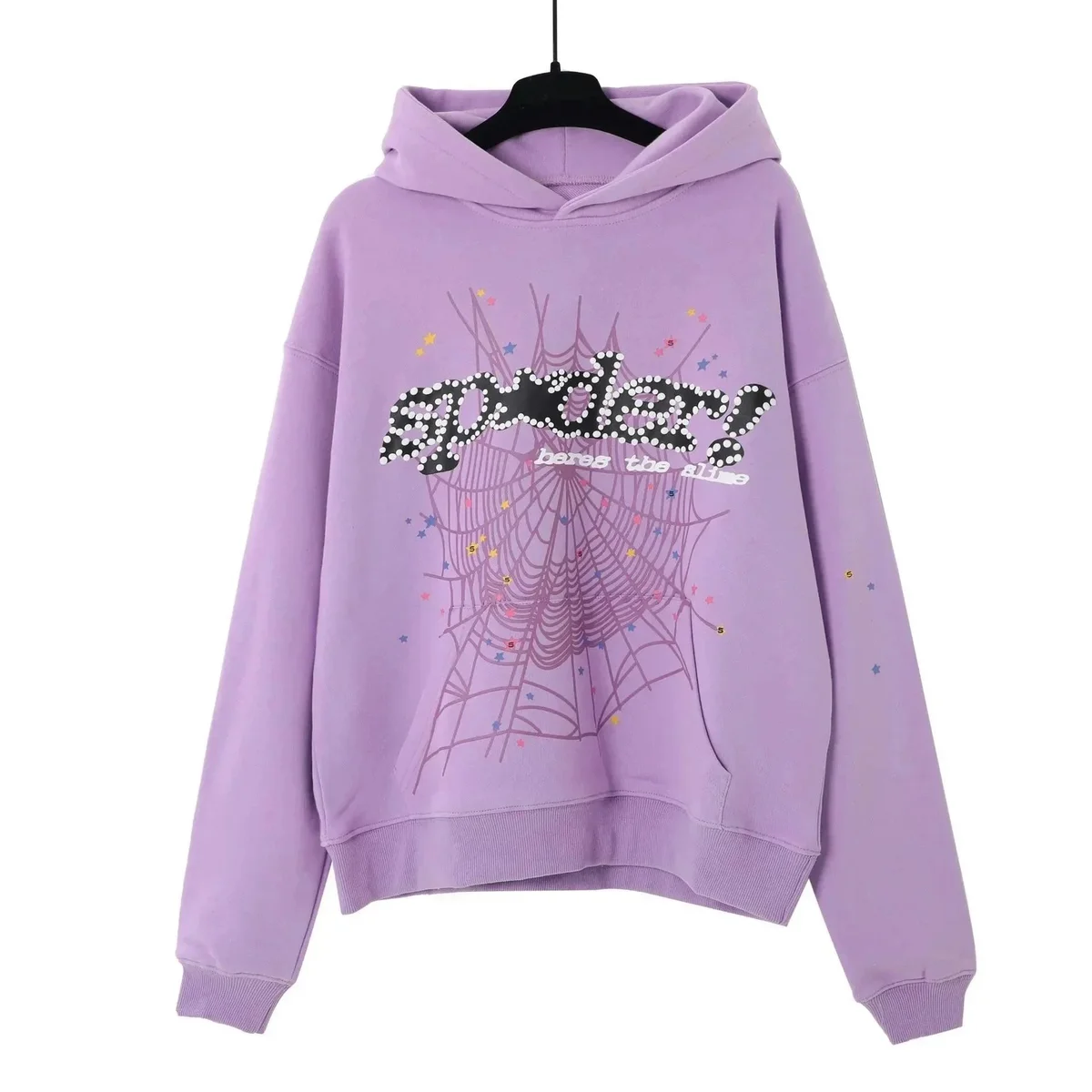 Lilac Spider Web Print Oversized Hoodie