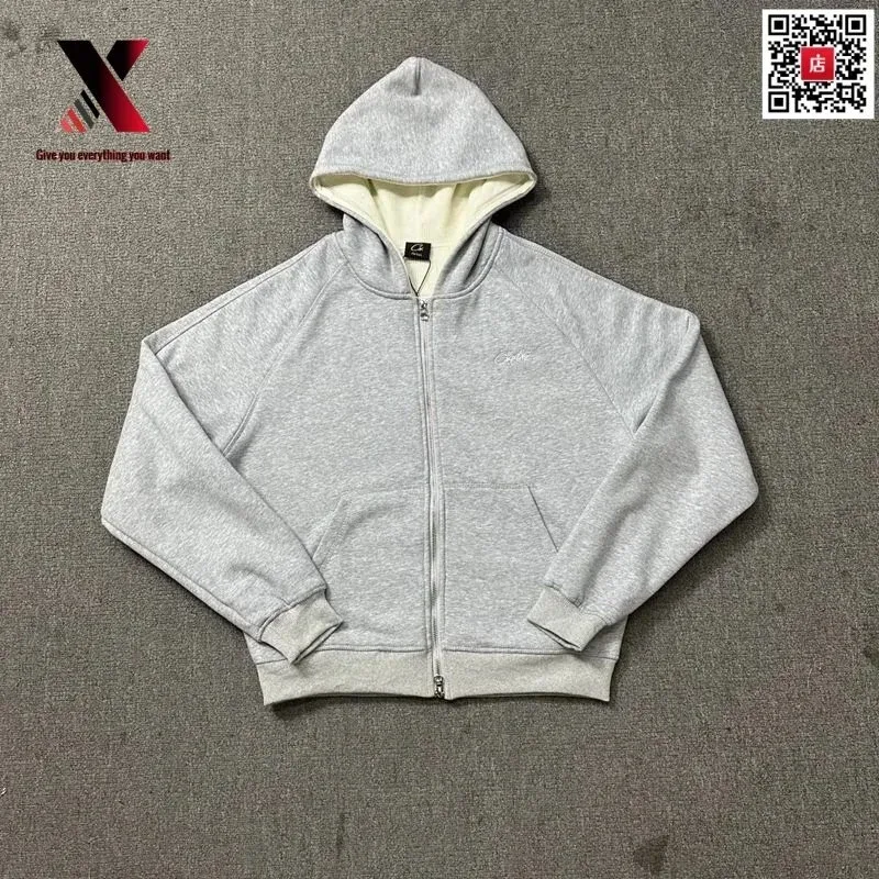 Unisex Grey Melange Fleece Zip-Up Hoodie