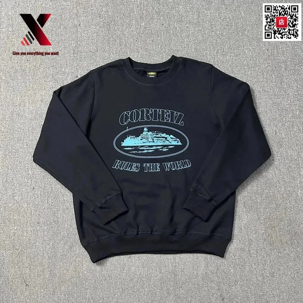 Corteiz Rules The World Black Crewneck Sweatshirt
