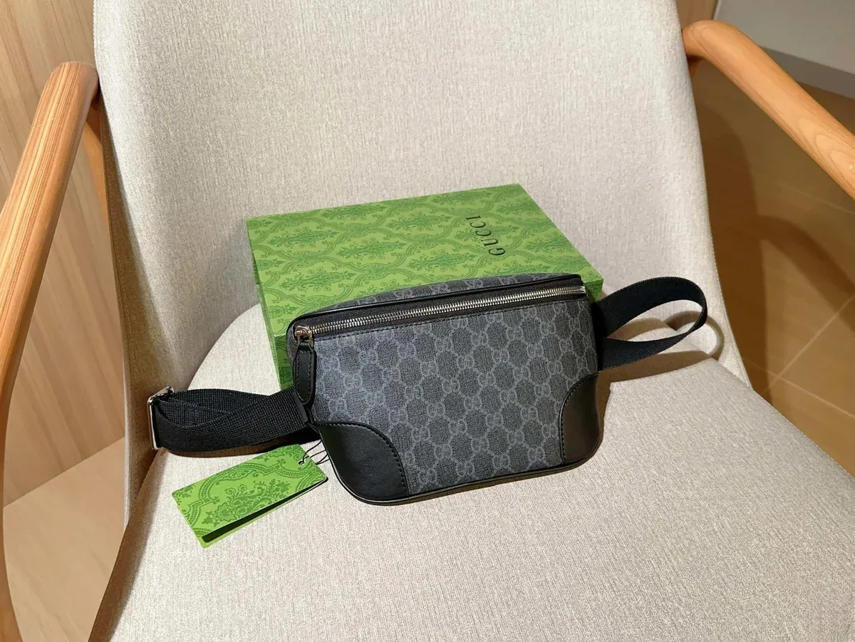 Gucci GG Supreme Belt Bag Black Leather Crossbody