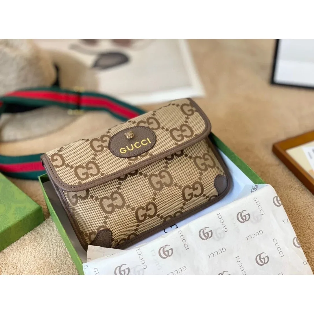 Gucci GG Supreme Beige Canvas Belt Bag