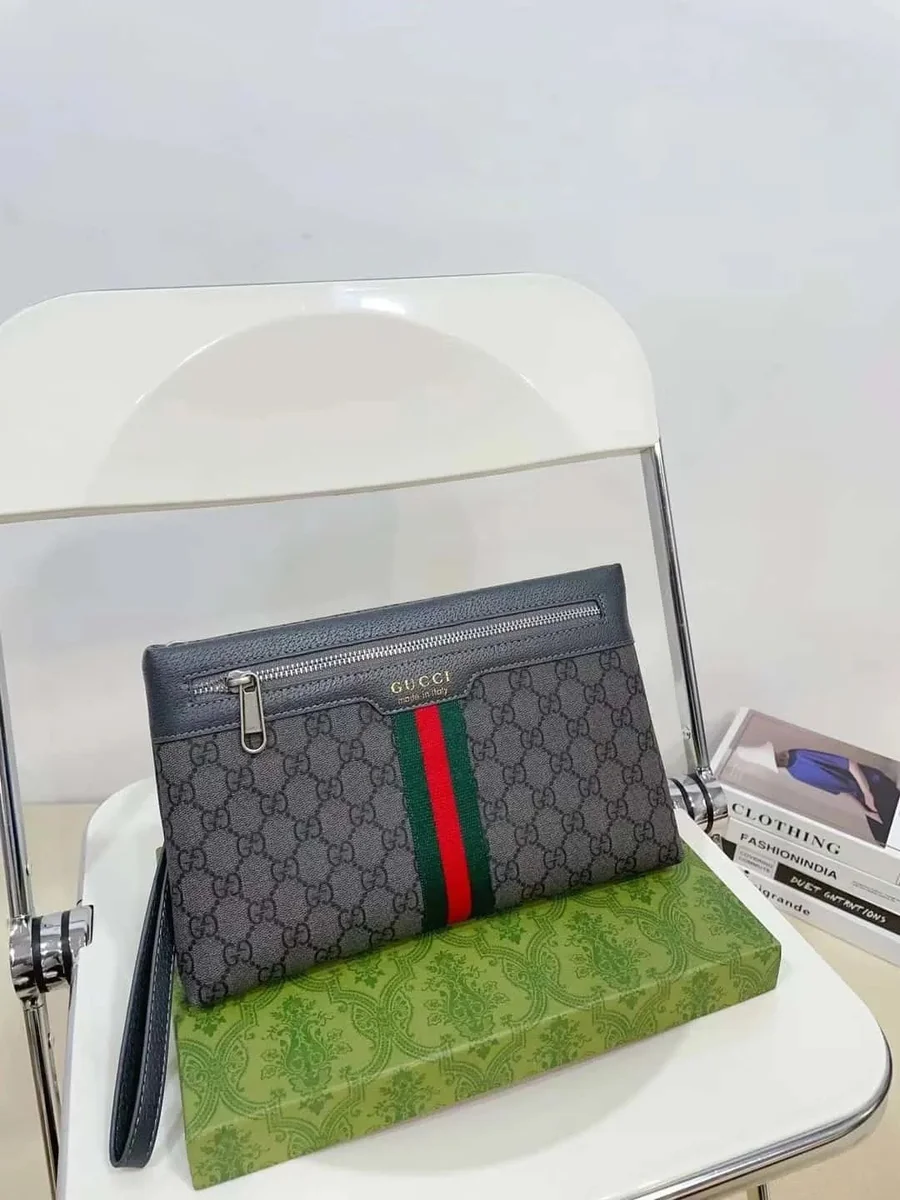 Gucci GG Supreme Web Stripe Clutch Bag