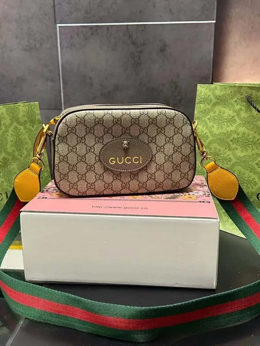 Gucci GG Supreme Bee Camera Bag Beige Yellow