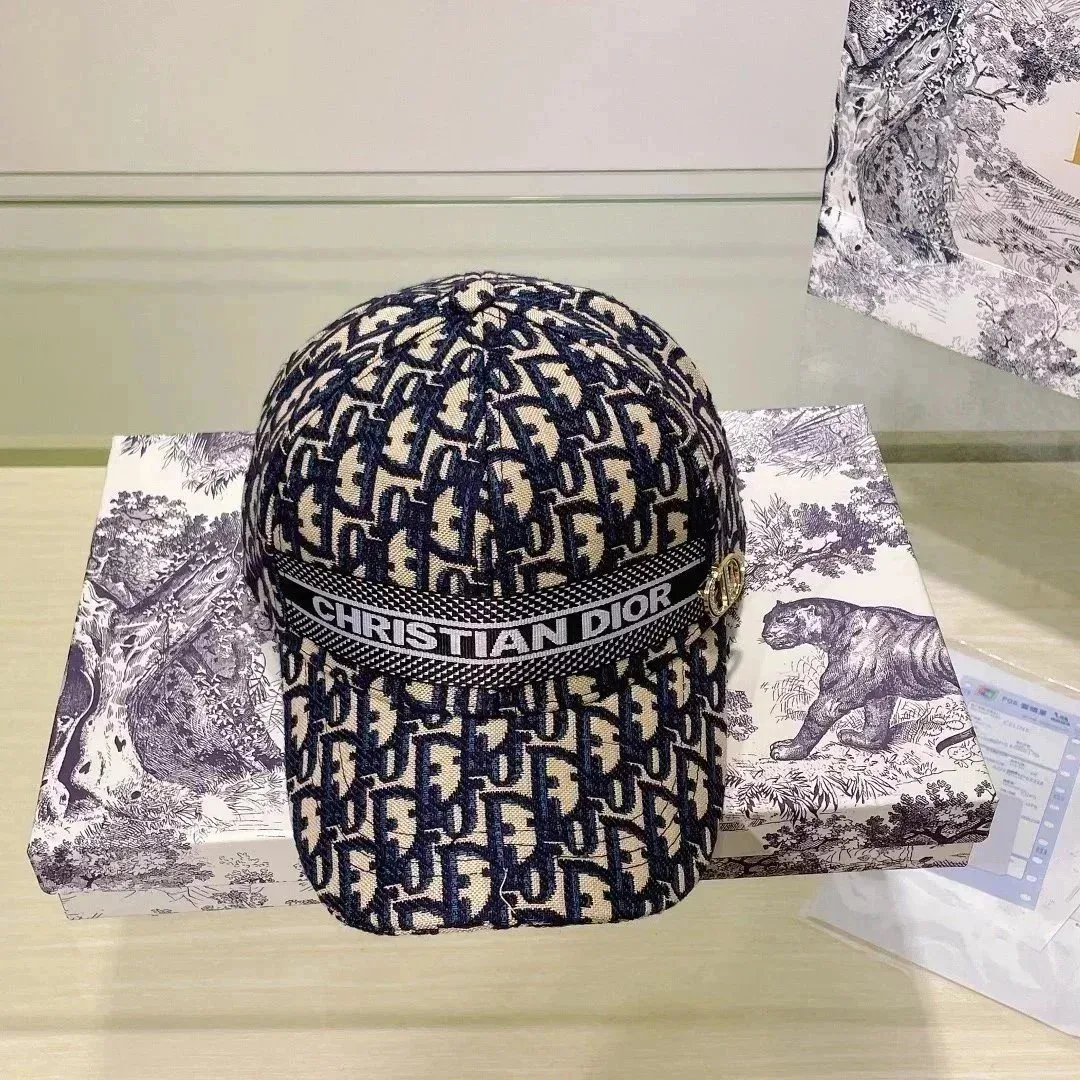 Dior Oblique Print Cap Beige/Blue Headwear