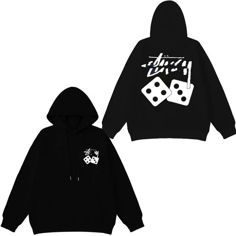 Black Dice Print Hoodie