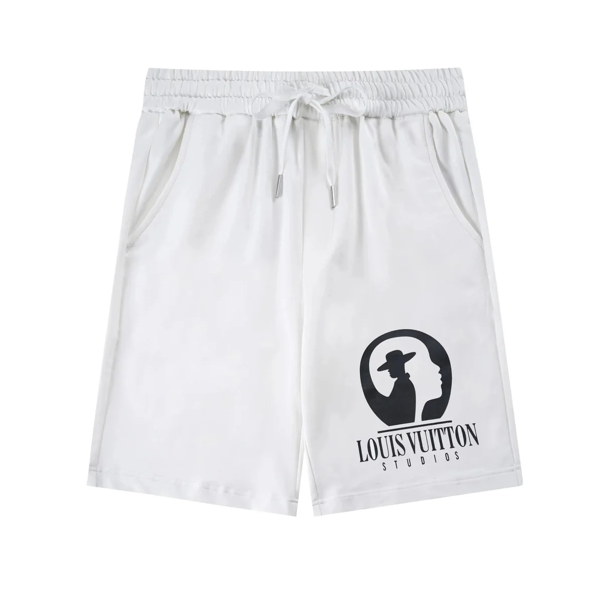 Louis Vuitton Studios White Logo Print Shorts