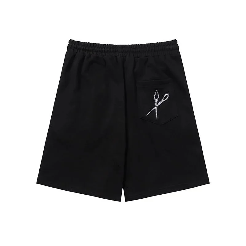 Black Scissors Embroidery Shorts