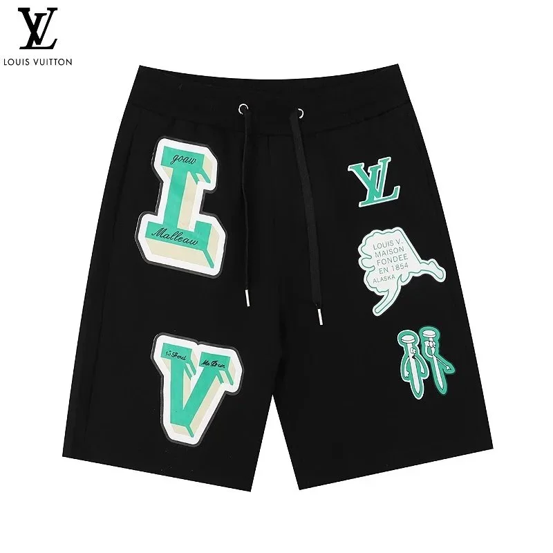 Louis Vuitton 07 Black Shorts with Green LV Patches