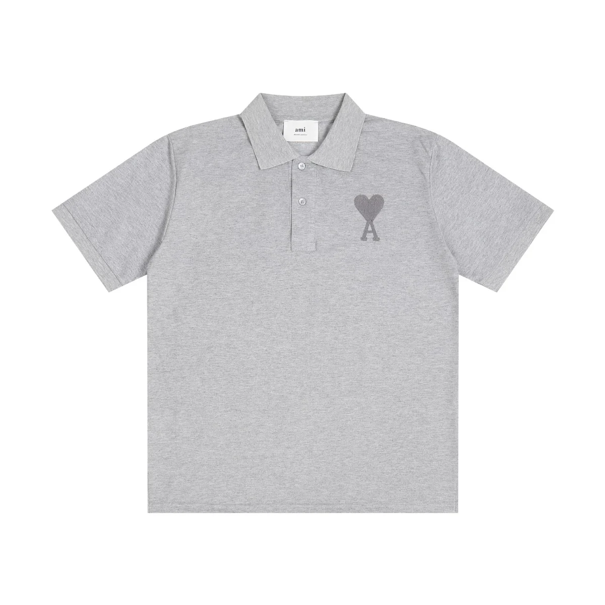 Ami Grey Heart Polo Shirt