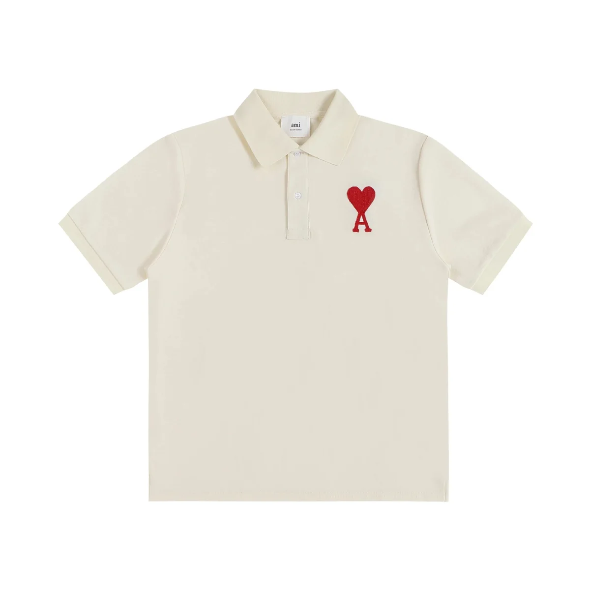 Ami Ami de Coeur Polo Shirt Cream with Red Heart