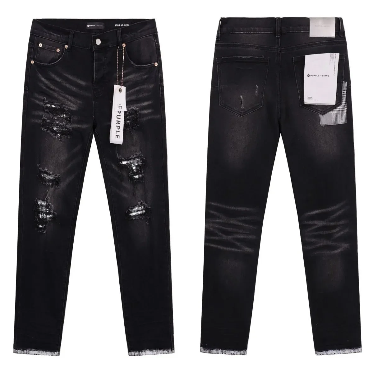 Purple Brand P001 Black Distressed Jeans