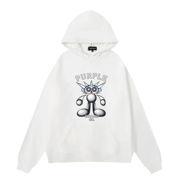 Purple Brand P001 White Graphic Hoodie