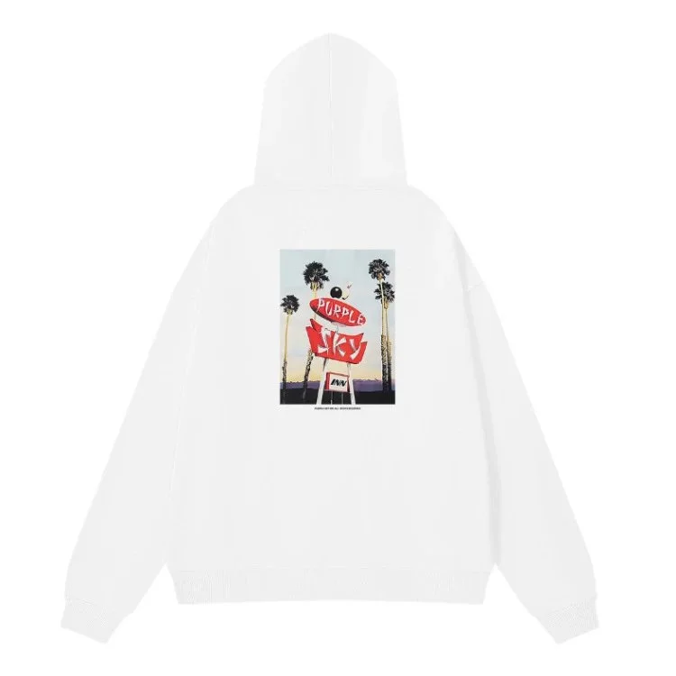 Purple Brand P001 White Graphic Hoodie
