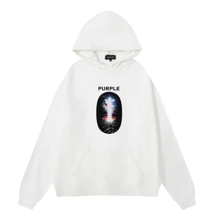 Purple Brand P001 White Graphic Hoodie