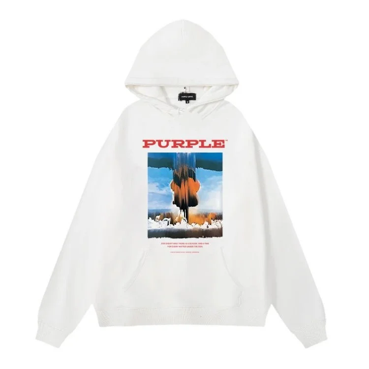 Purple Brand P001 White Graphic Hoodie
