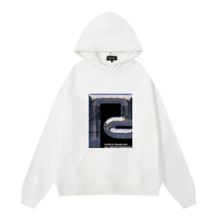 Purple Brand P001 White Hoodie with Graphic Print