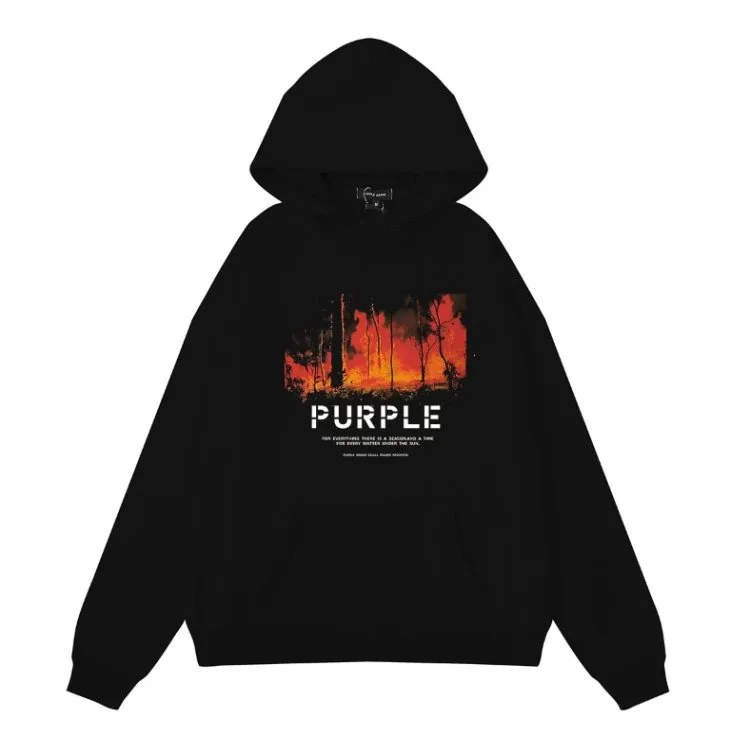 Purple Brand Hoodie Black Forest Print Pullover