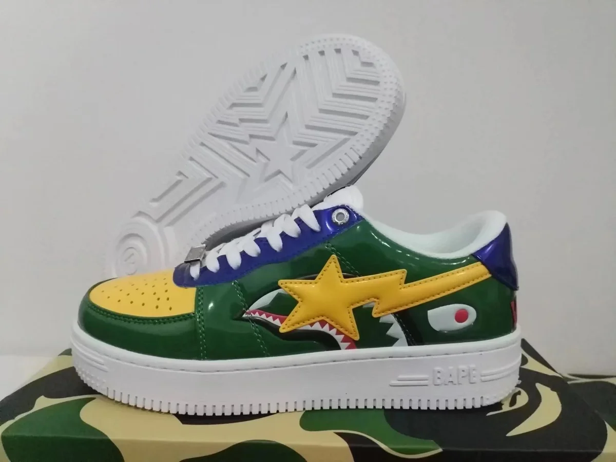 A Bathing Ape BAPE STA BT-019 Green/Yellow Shark Sneakers