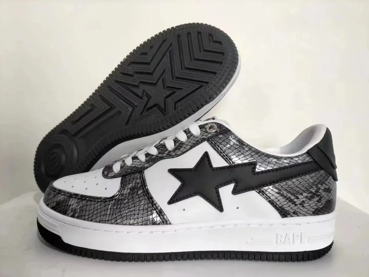 A Bathing Ape BAPE STA BT-012 Silver Snake White Sneakers