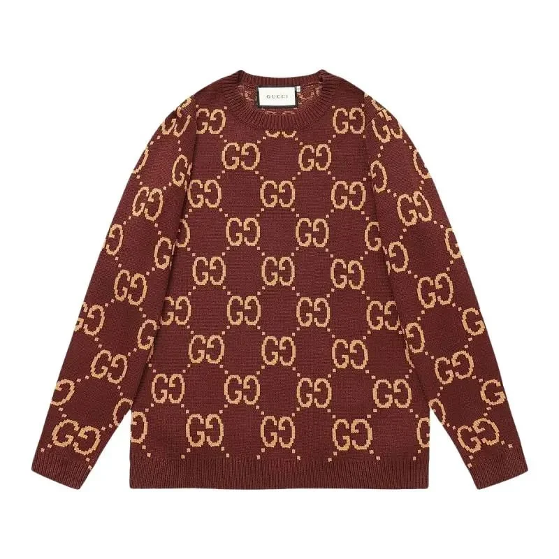 Gucci GG Supreme Burgundy Knit Sweater