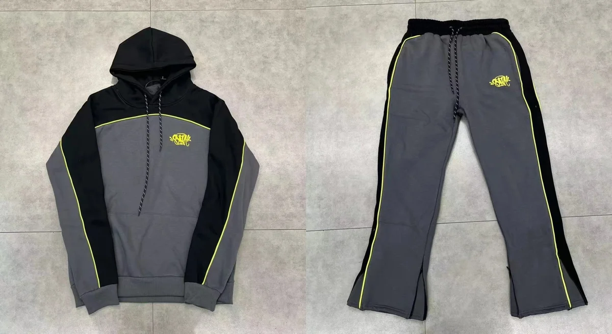 Unisex Tracksuit Set in Grey/Black with Neon Yellow Accents