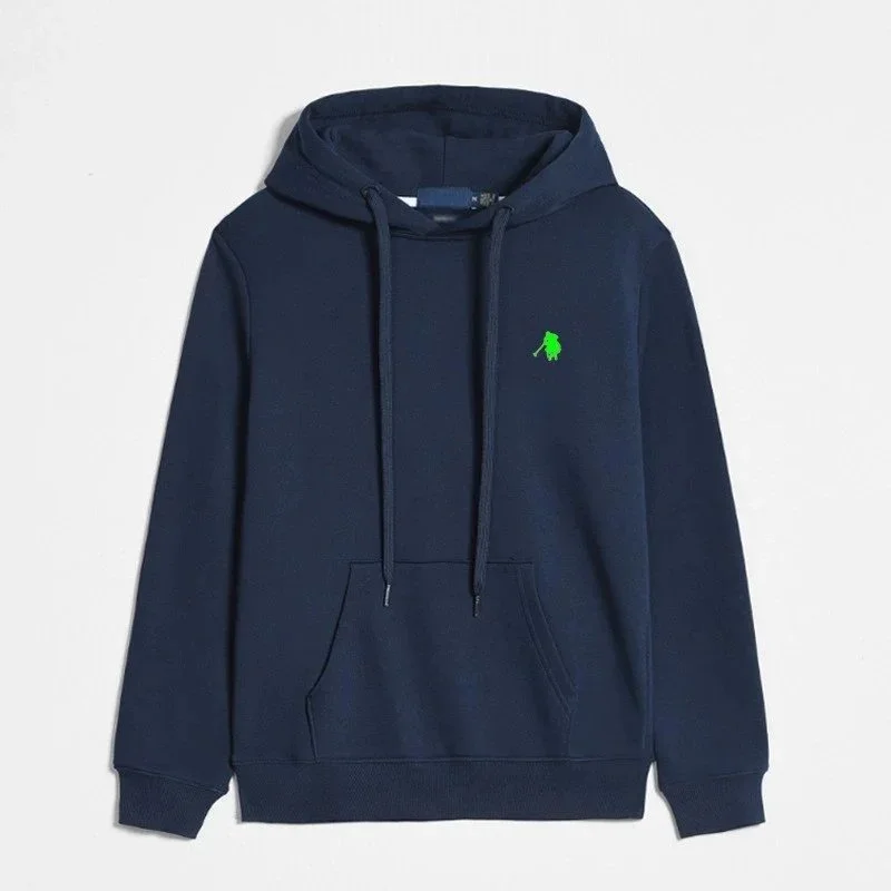 Unisex Navy Blue with Green Embroidery Hoodie