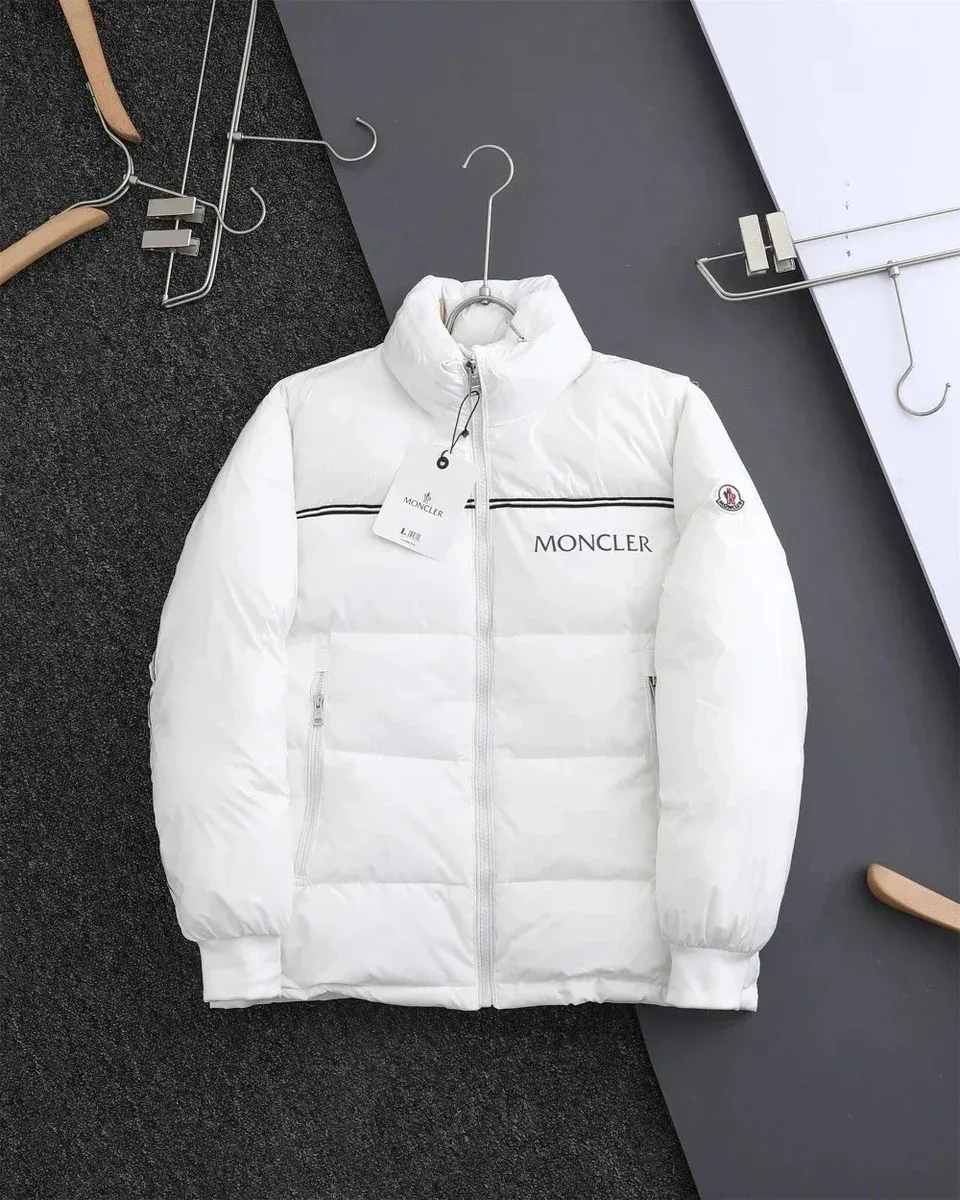 Moncler White Logo Puffer Jacket
