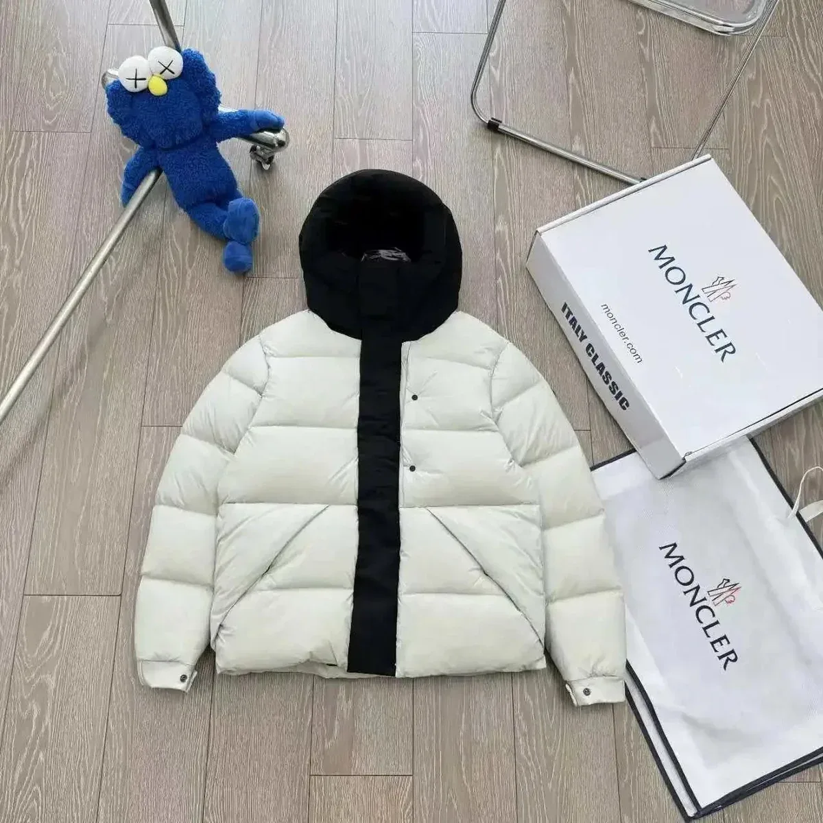 Moncler White & Black Puffer Jacket