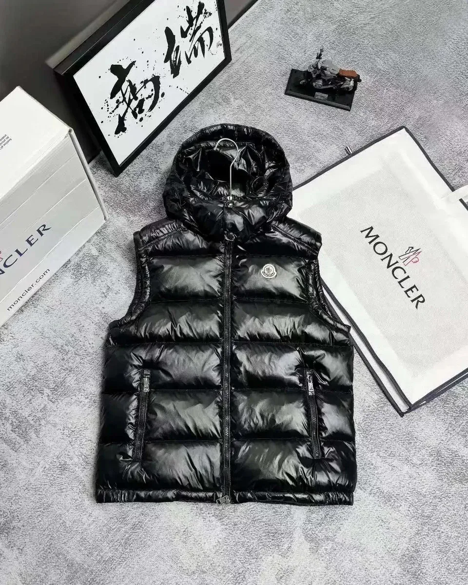 Moncler Black Glossy Puffer Vest