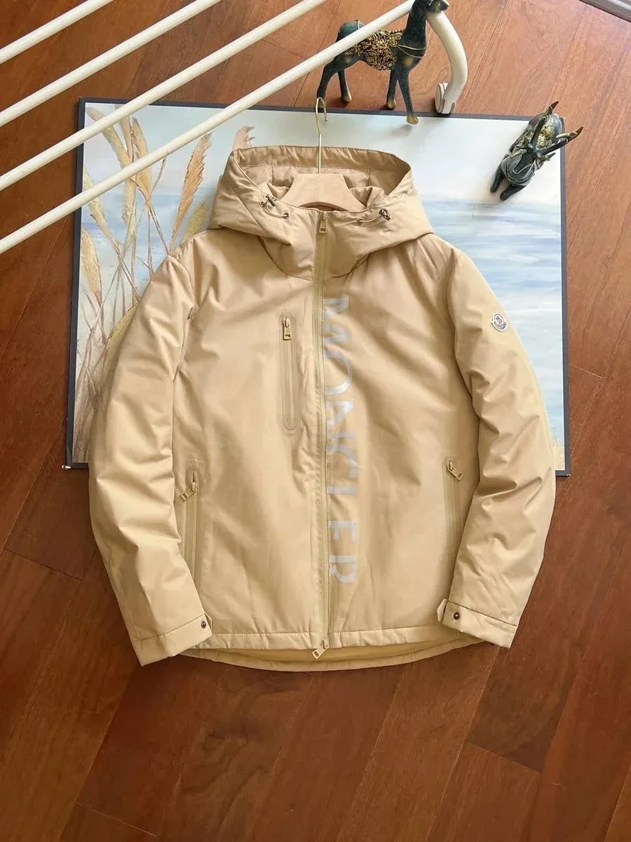 Moncler Beige Logo Hooded Parka