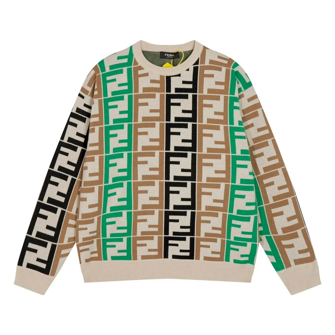 Fendi Iconic FF Logo Sweater Beige/Green