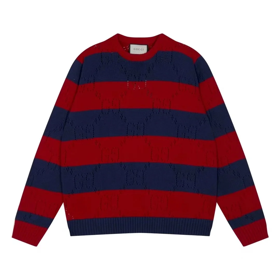Gucci GG Monogram Striped Sweater Red/Blue