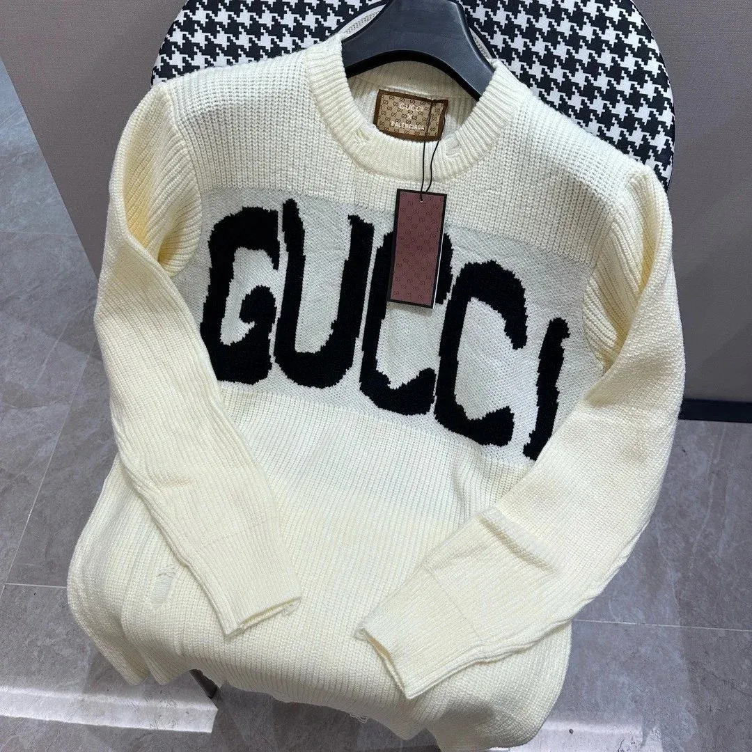 Gucci Logo Knit Sweater Cream/Black