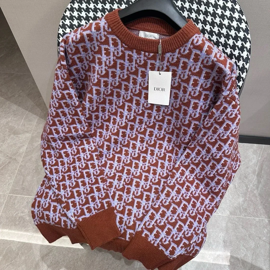 Dior Dior Classic Logo Sweater Brown/Light Blue Knit Brown - 1