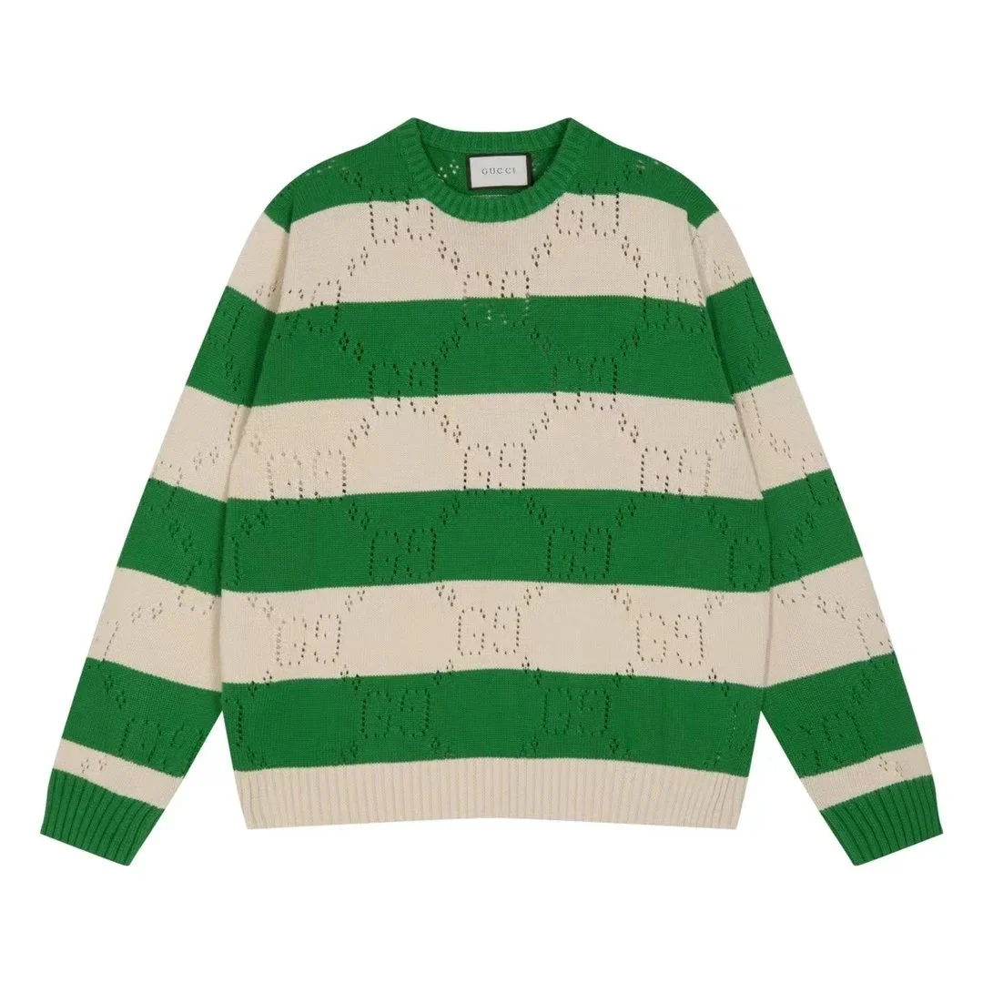 Gucci GG Stripe Knit Sweater Green/White