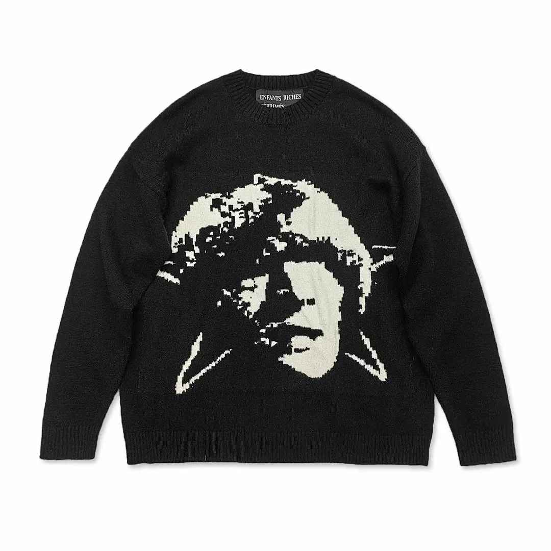Enfants Riches Déprimés Black & White Graphic Knit Sweater