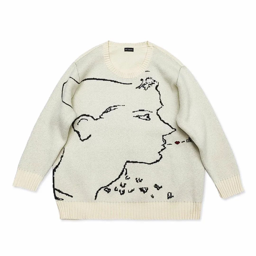 Ray Simon Cream Graphic Knit Sweater
