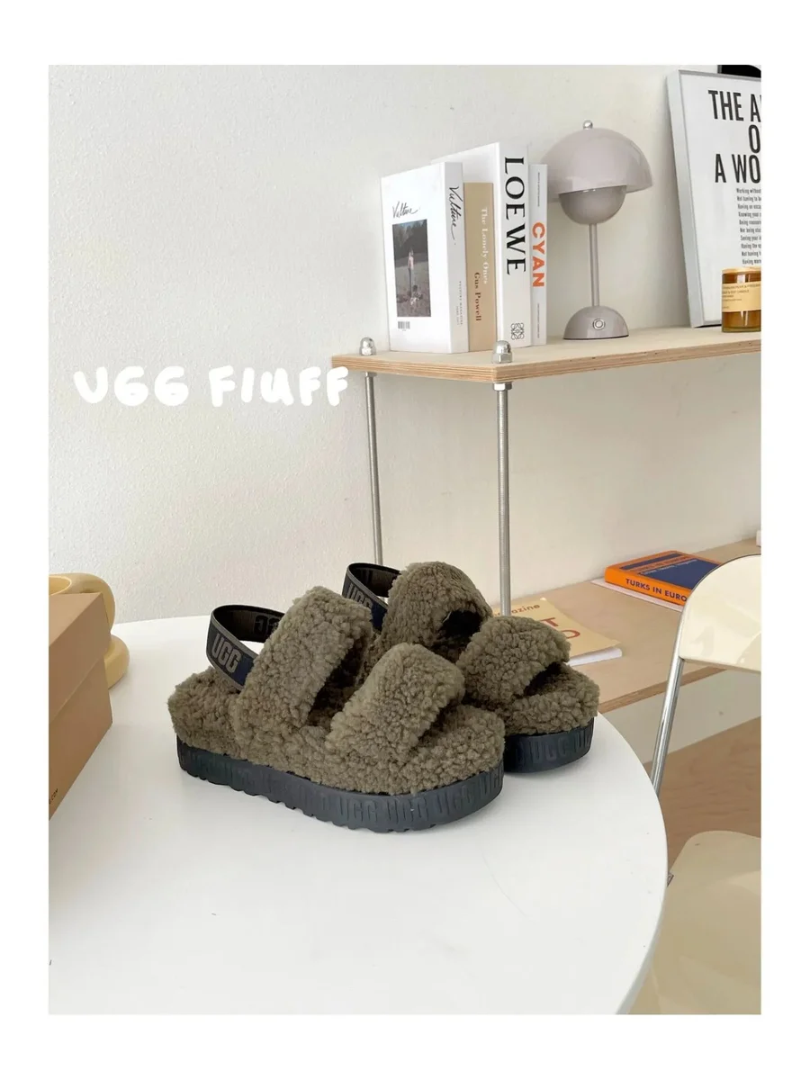 UGG Fliuff Military Green Sandals