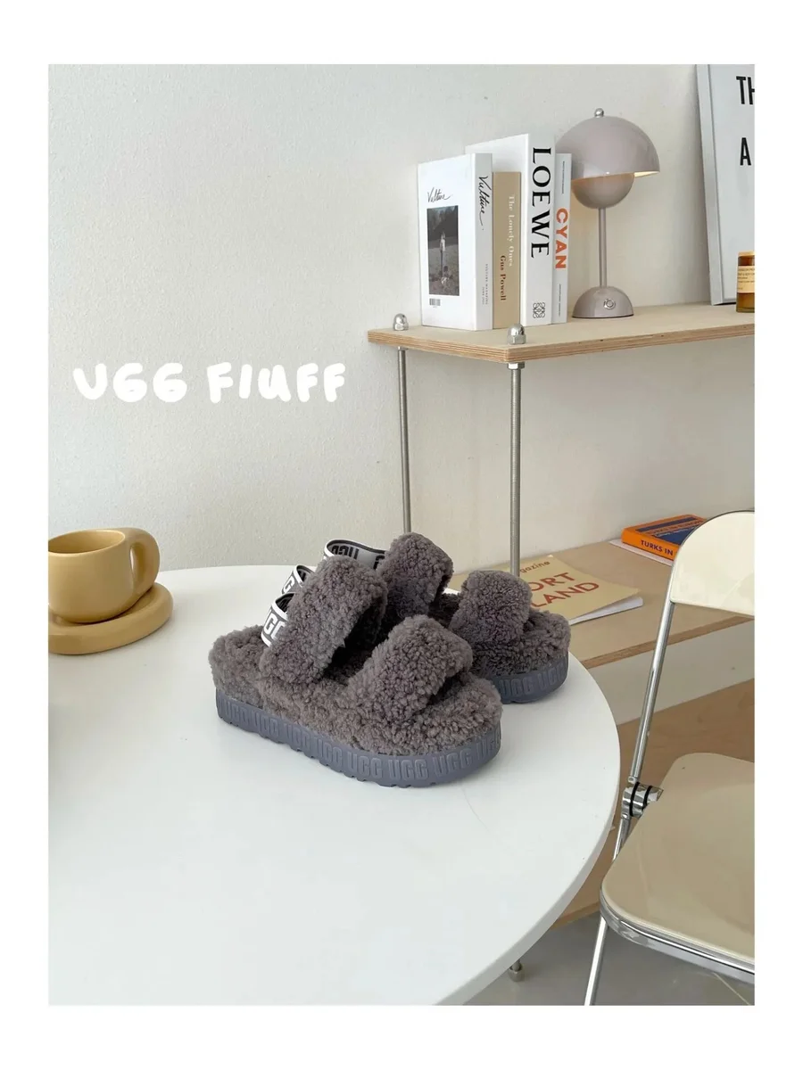 UGG Fiuff Grey Slippers