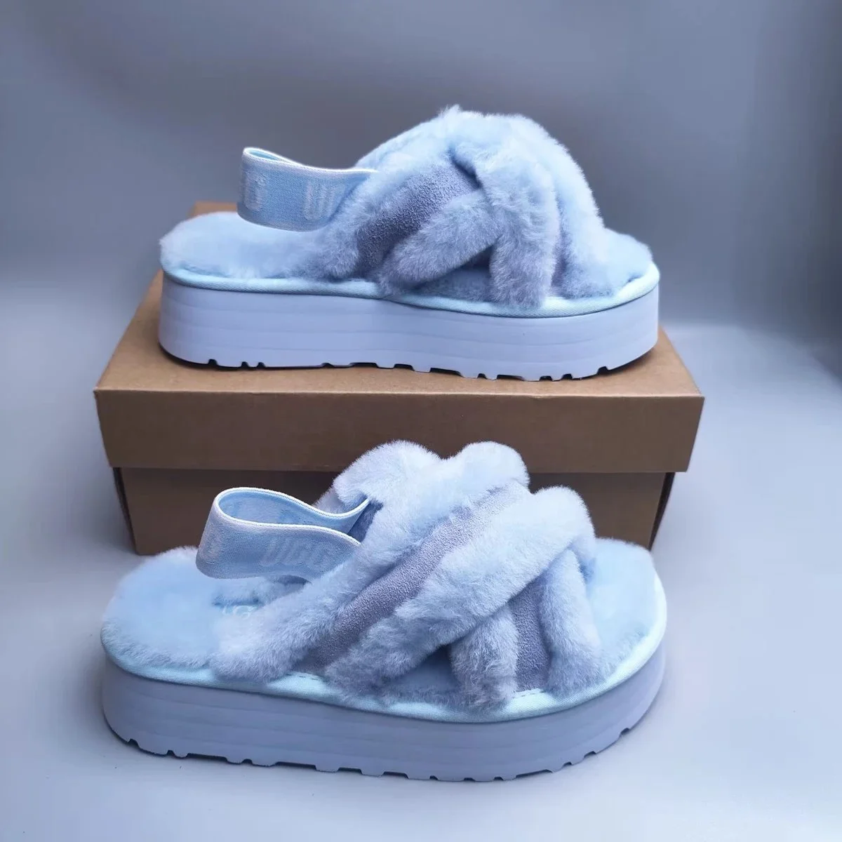 UGG Classic Short Light Blue Slippers