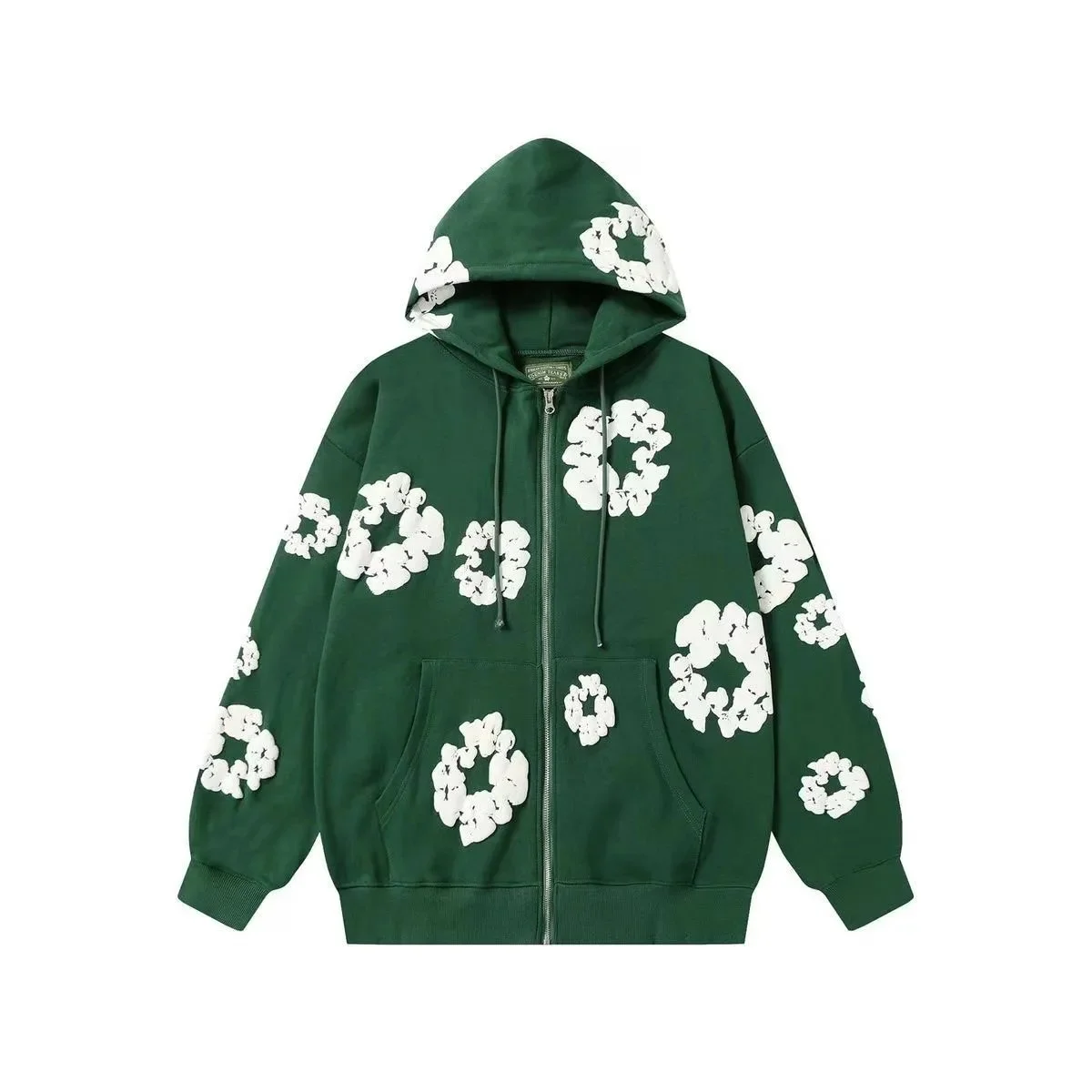 Green Cloud Print Zip-Up Hoodie