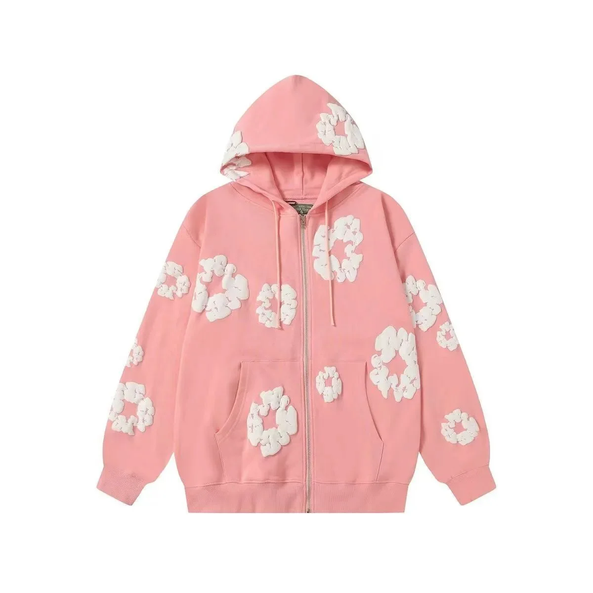 Pink Cloud Print Zip-Up Hoodie