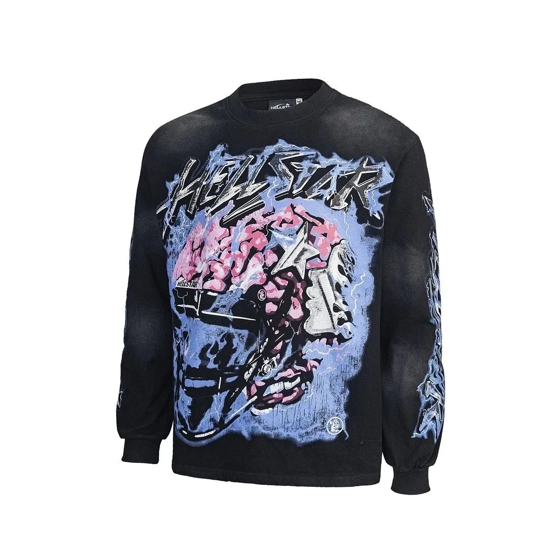 Hellstar Studios Black Skull Print Long Sleeve T-Shirt