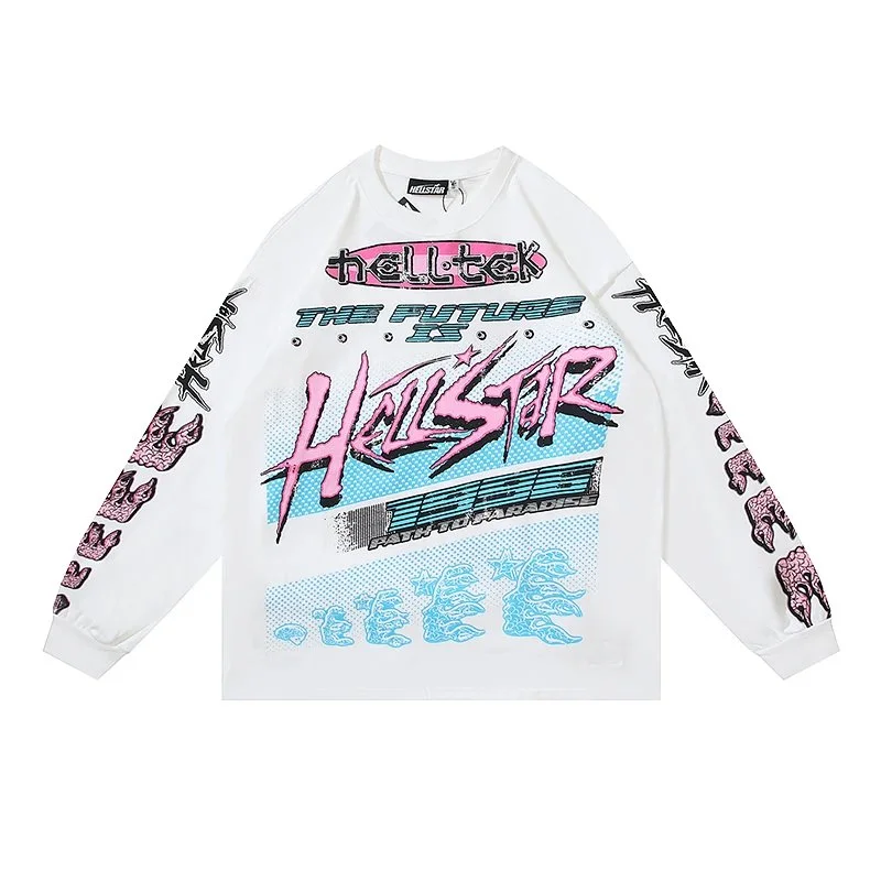 Hellstar The Future Is Hellstar White Graphic Long Sleeve T-Shirt