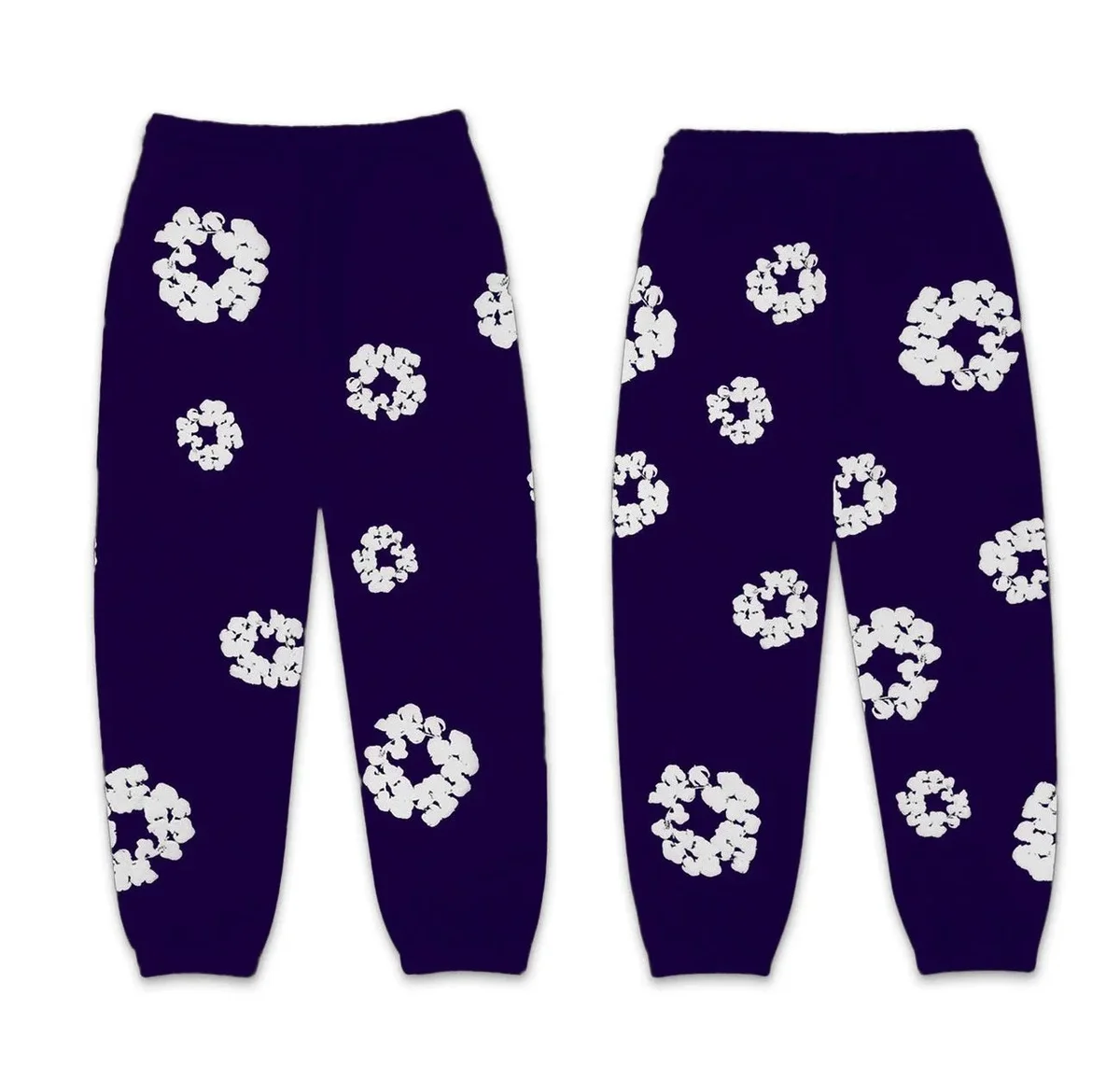 Unisex Dark Blue Popcorn Print Sweatpants