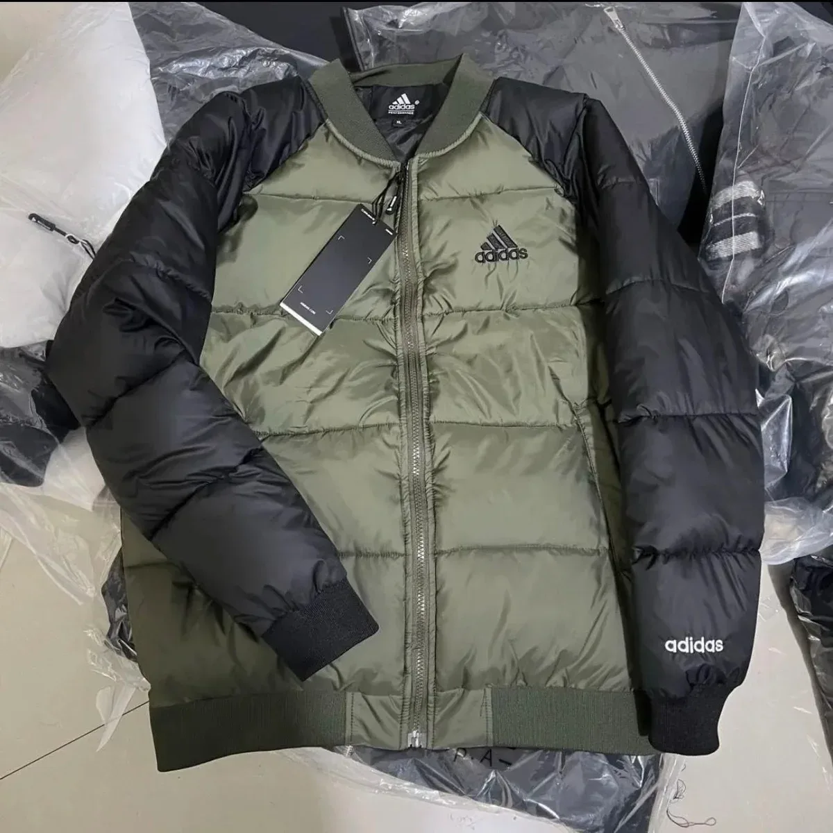 Adidas Classic Football Olive & Black Puffer Jacket