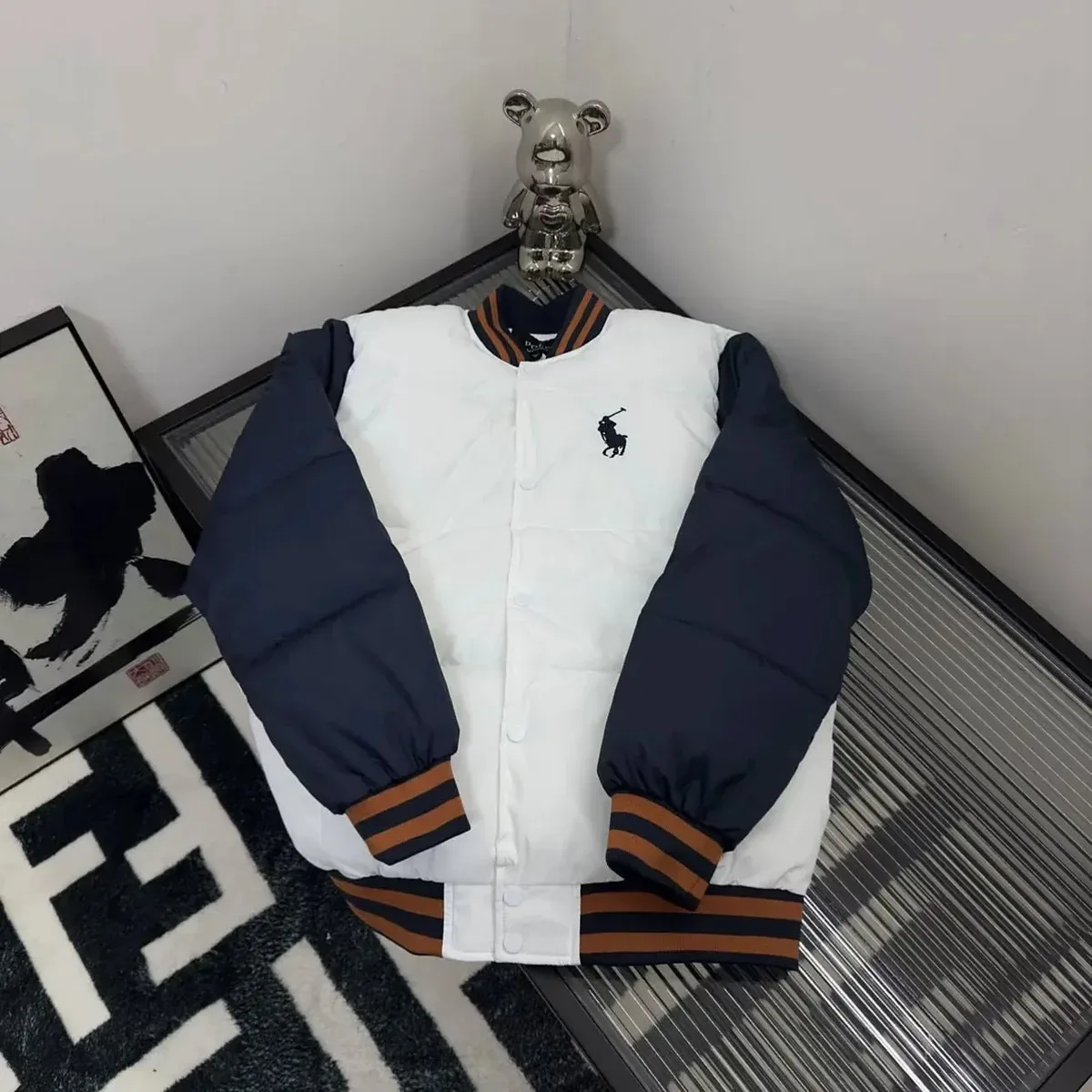 Polo Ralph Lauren White/Navy Puffer Jacket