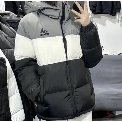 Adidas Classic Football Black/White Hooded Puffer Jacket