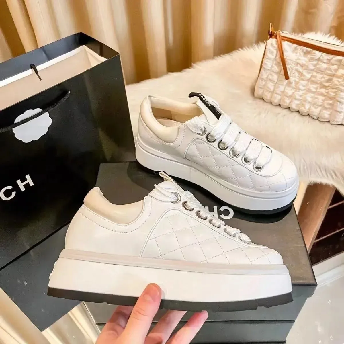 Chanel Runners White Leather Sneakers