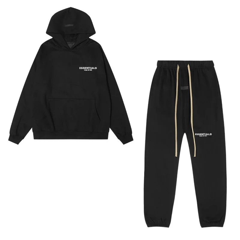 Fear of God Essentials Black Hoodie & Pants Set